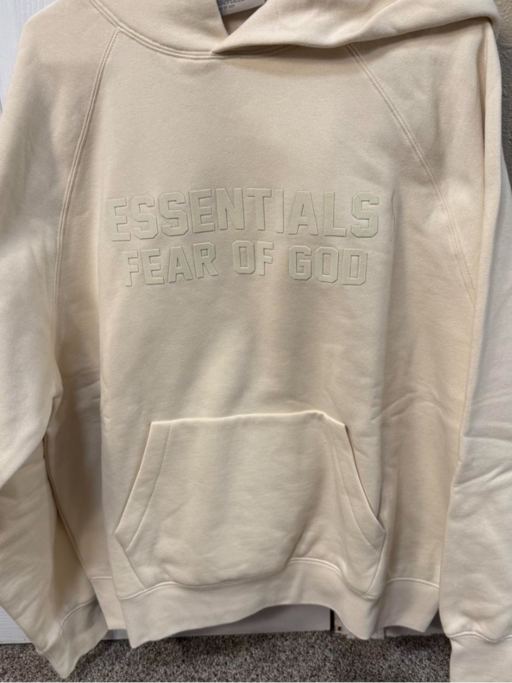 Fear of God Essentials Cream Oversized Hoodie Pullover Small